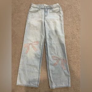 Abercrombie Kids Light Blue Jeans with Pink Bow Details